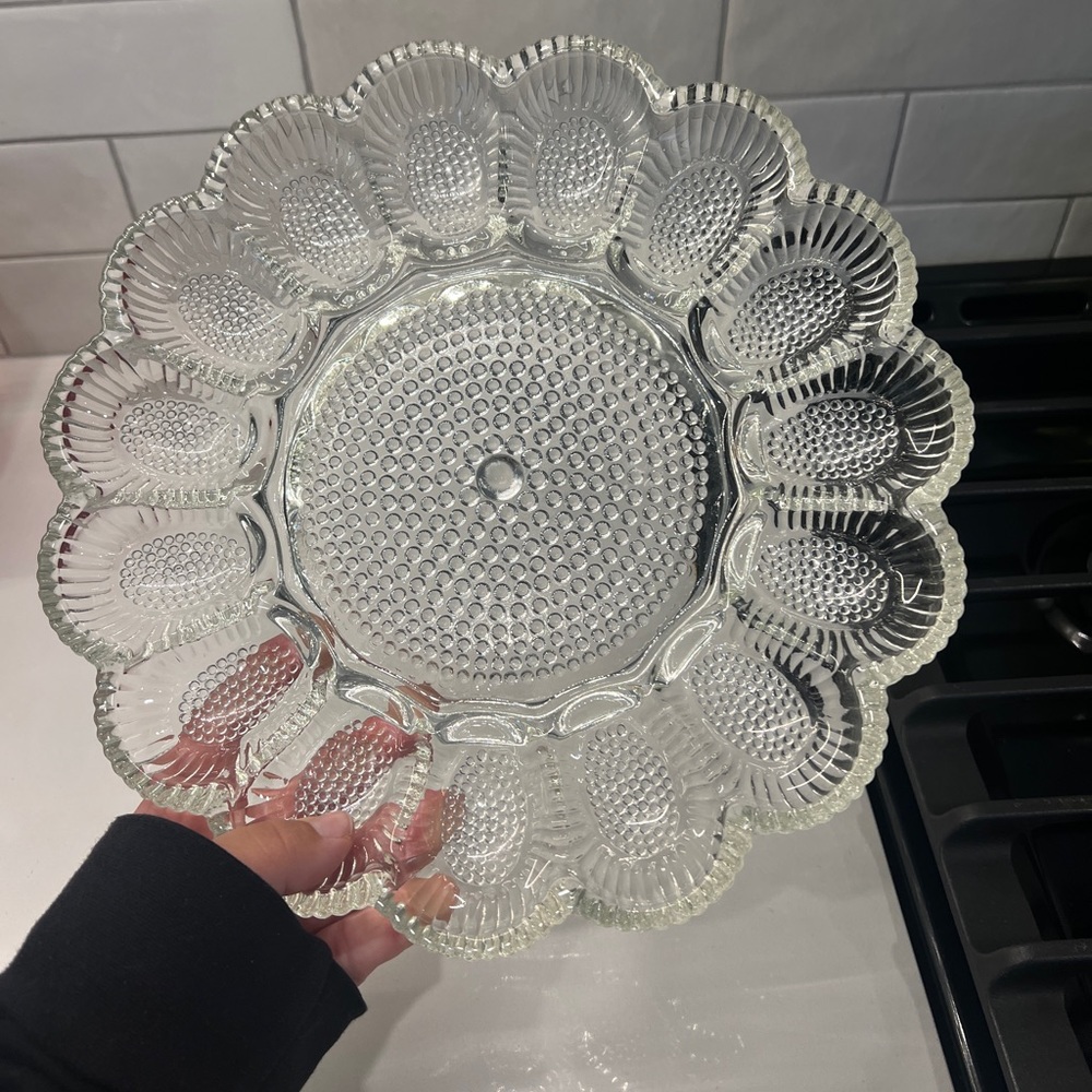 Deviled Egg Glass Platter Vintage